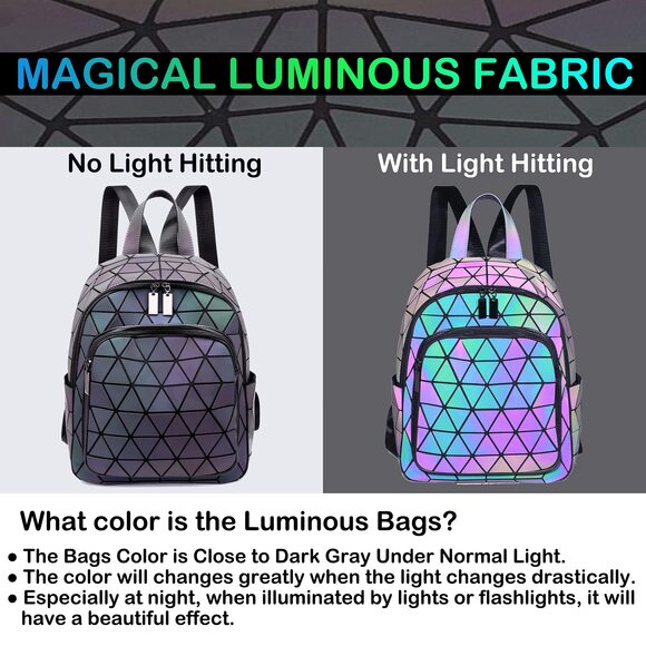 6152 Luminous Geometric Backpacks Purses and Handbags Holographic main image 7